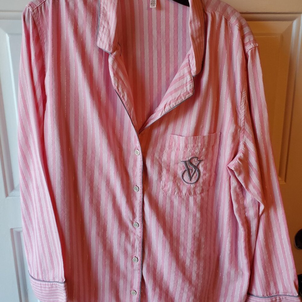 Victoria's Secret Pink Stripe Cotton Pj's 2 piece set - Size Large - Used